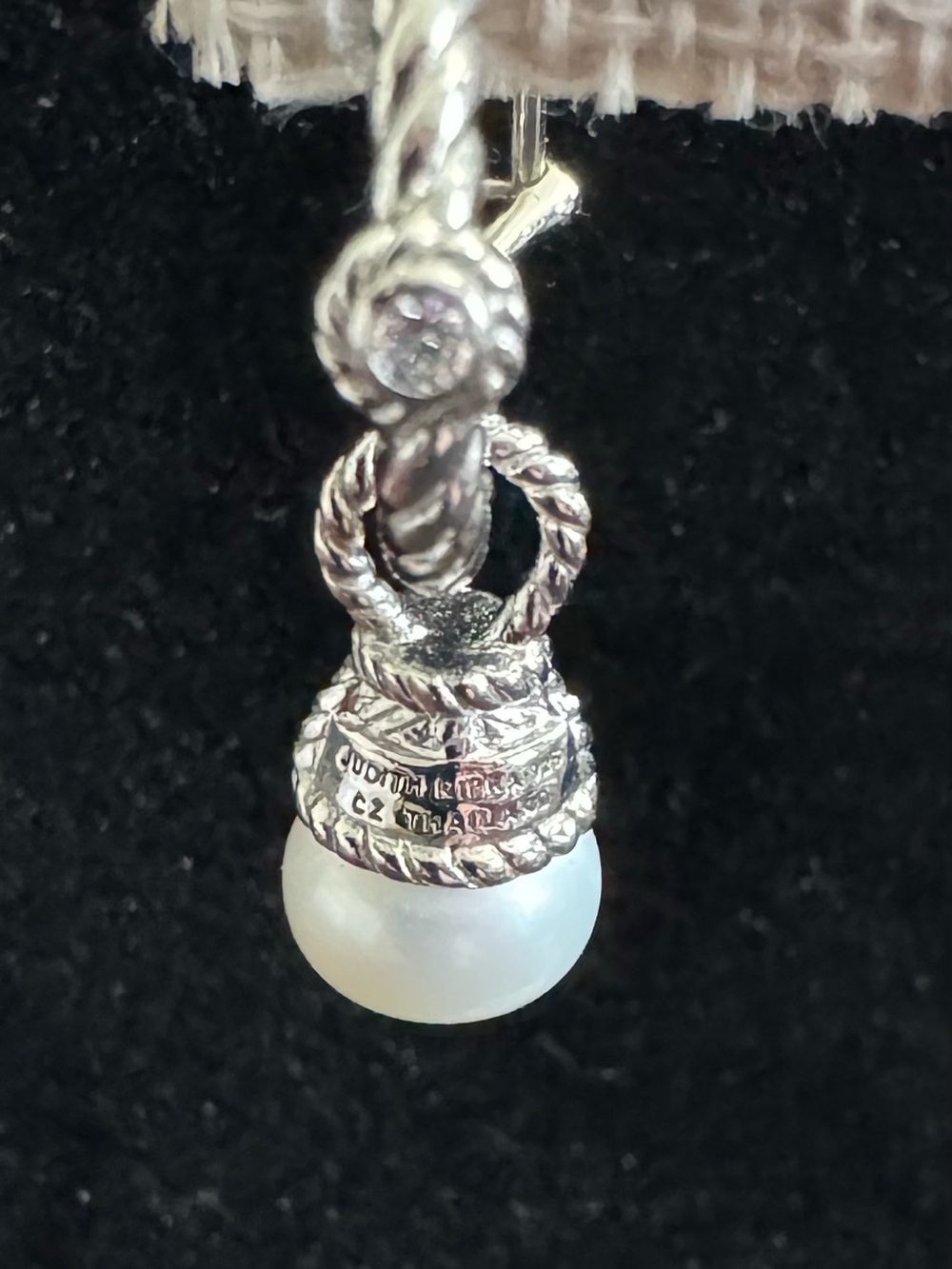 Judith Ripka 925 Silver Drop White Pearl Earrings w/ CZ Crystal Accents - Picture 7 of 10